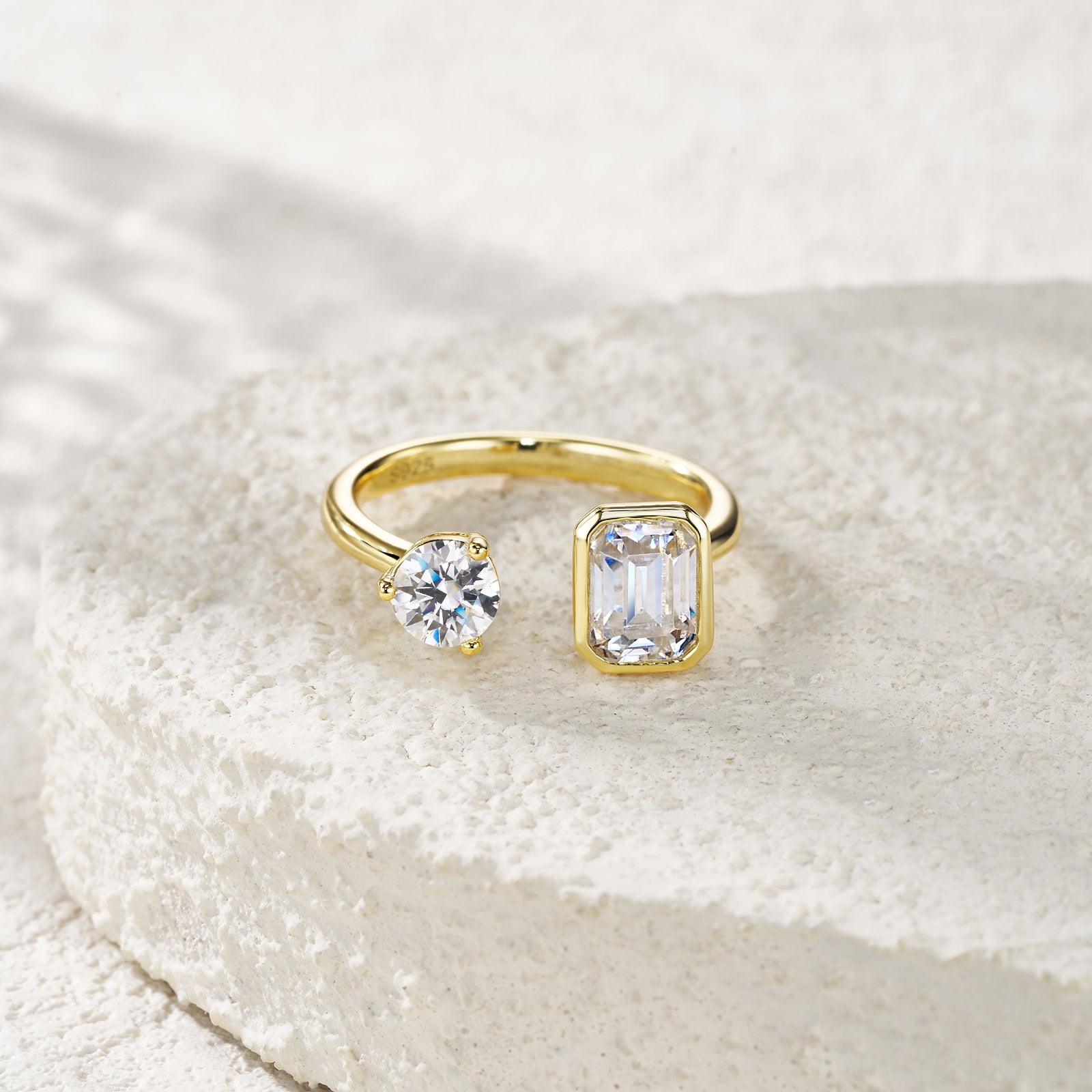 Minimalist Cushion-Cut Morganite Ring — 18K Gold-Plated S925 Silver | GRA Certified