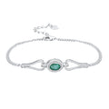 Oval Cut Emerald Zirconia 925 Sterling Silver Adjustable Luxury Bracelet