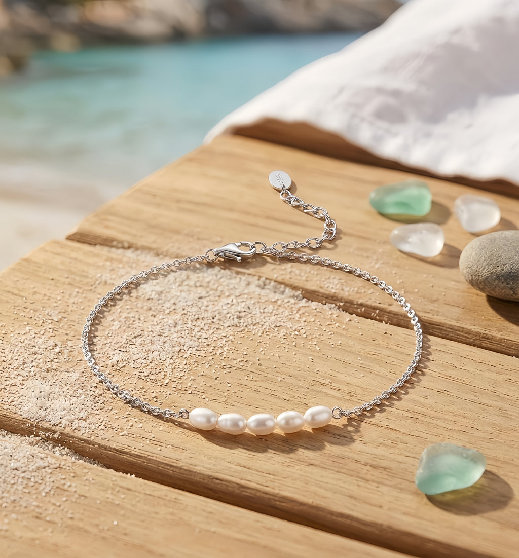 Pearl Ankle Bracelet | S925 Sterling Silver | Minimalist Elegance