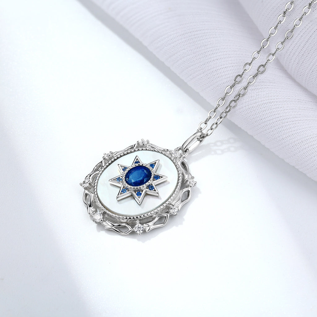 925 Sterling Silver Natural Sapphire Platinum Gold Luxury Pendant Necklace