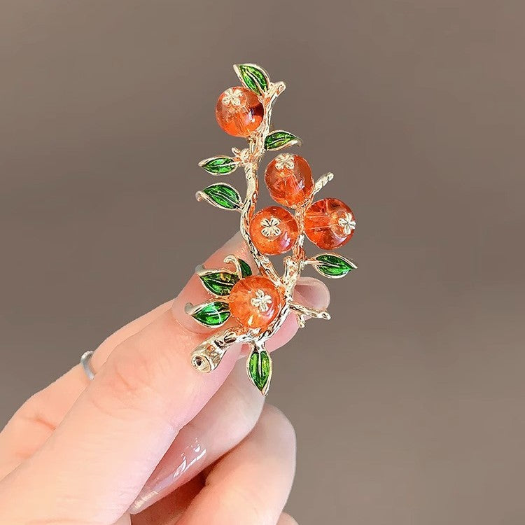 Orange Floral Brooch — Luxury Rustic Chic Pin