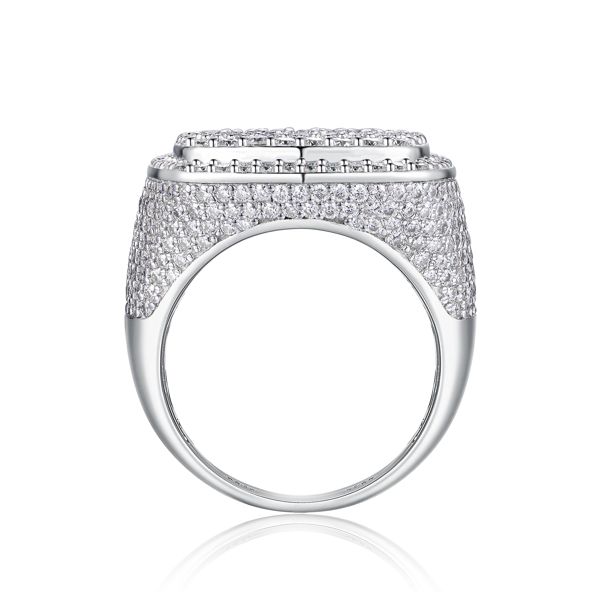 Royal Square Moissanite Ring – Men's Luxury Wedding Ring | Platinum-Plated Silver