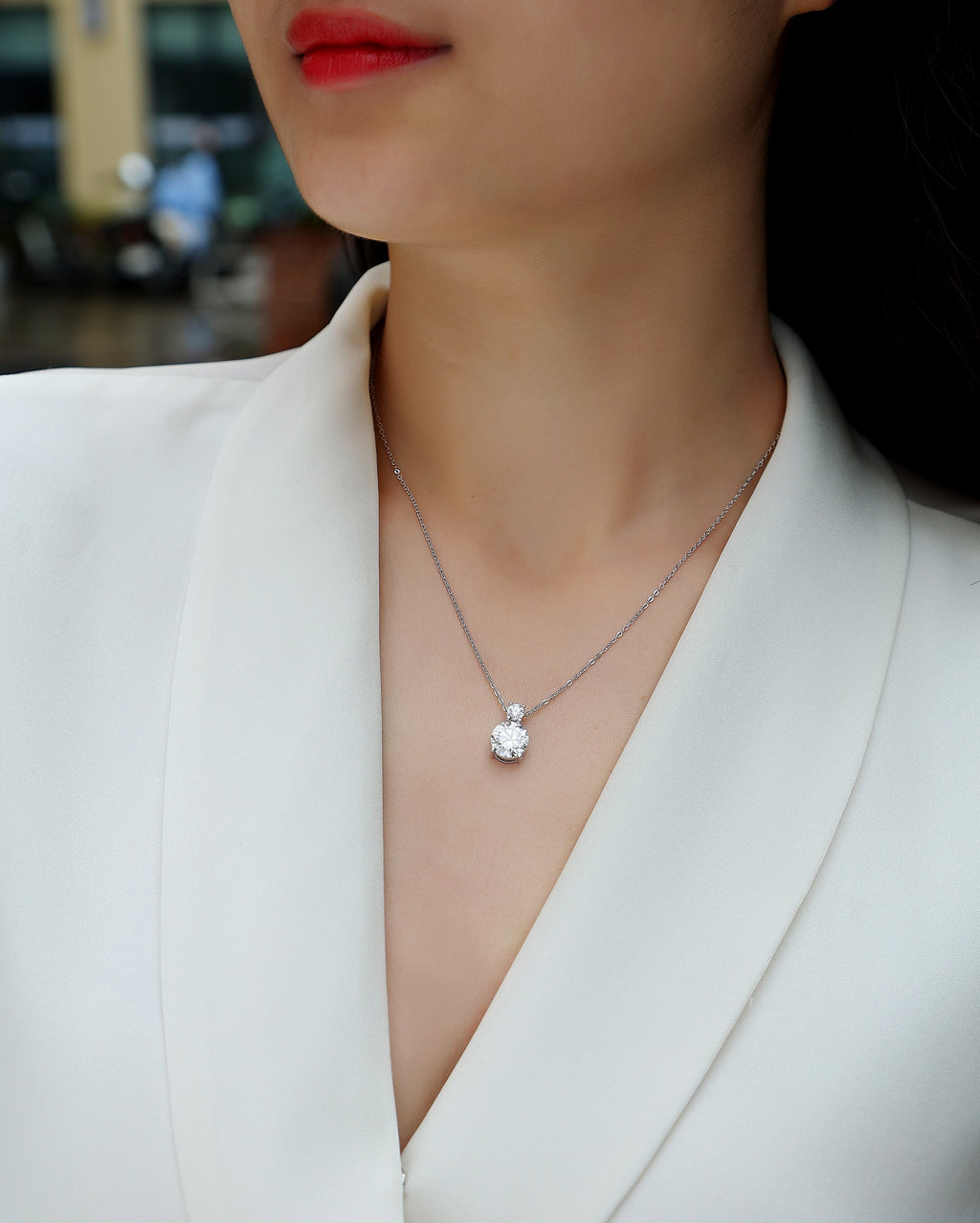 Moissanite Platinum Elegance Pendant Necklace | S925 Silver