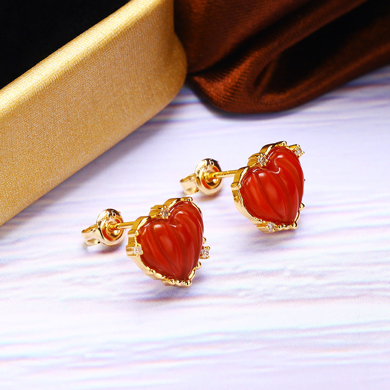 Amour Agate Heart Earrings