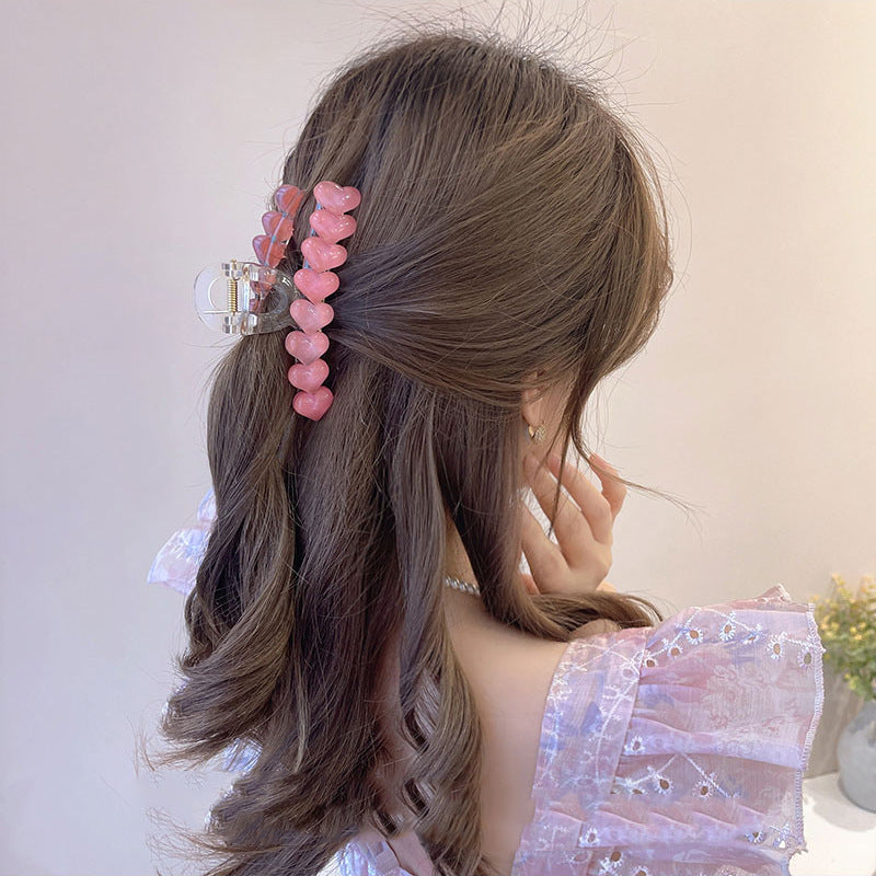 Sparkling Heart Hairpin — Sweet Pink Elegance