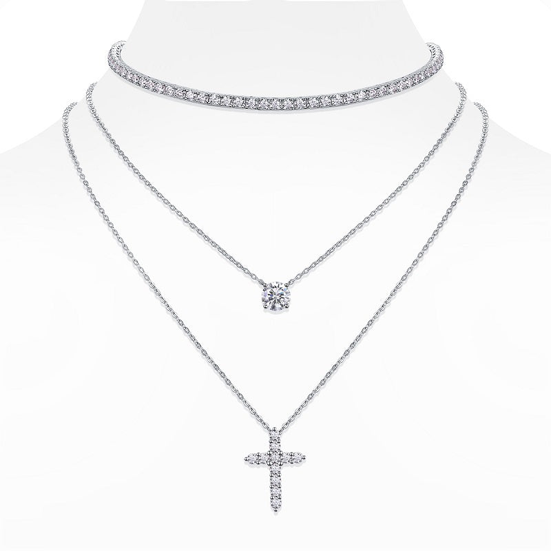 Moissanite Jewelry Set — S925 Silver with Platinum Plating