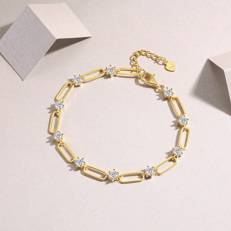 Moissanite Bracelet – Gold-Plated Sterling Silver | Luxury Jewellery