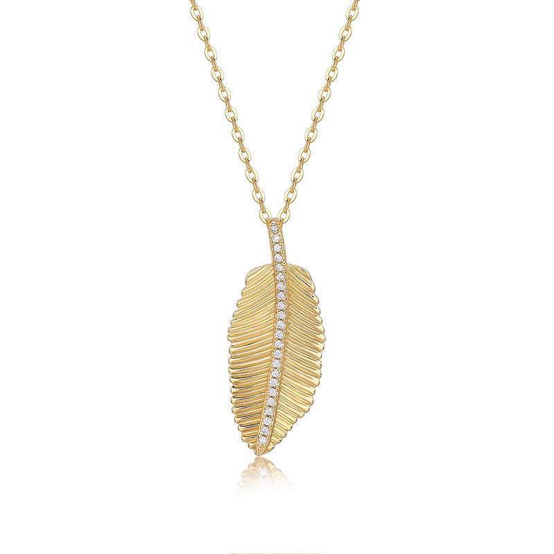 Fallen Leaves — Moissanite Pendant Necklace in S925 Silver & Gold