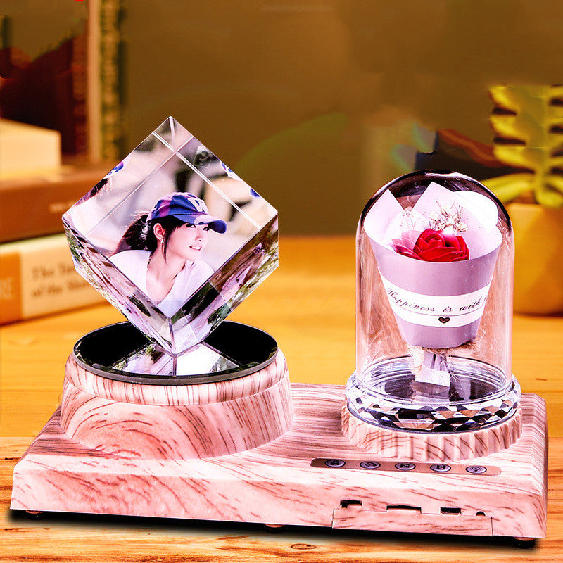 Crystal Music Lamp & Rose Gift Set — Romantic Luxury Collection