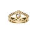 Golden Moonstone V-Shape Drop Ring | S925 Silver & 14K Gold