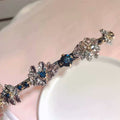 Velvet Snowflake & Metal Flower Headband — Korean Style