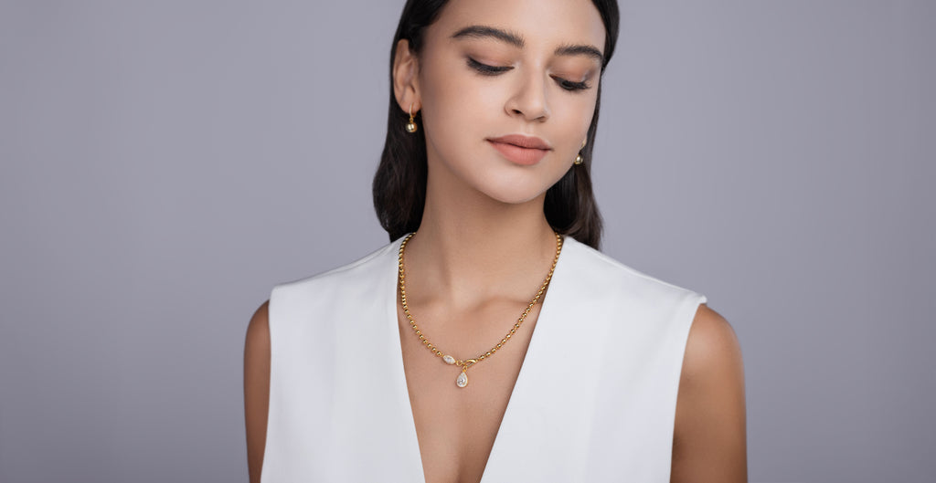 Twilight Orchid — Pear-cut Moissanite Pendant Necklace | S925 Gold-plated Silver