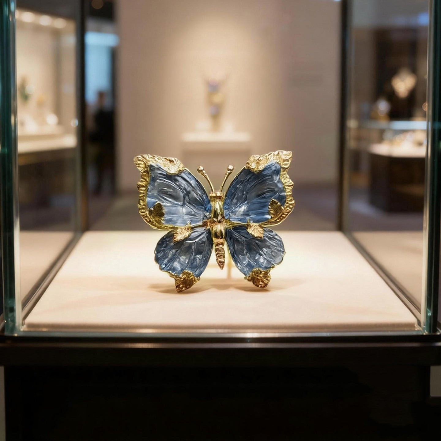 Blue Crystal Butterfly Brooch — Vintage Elegance