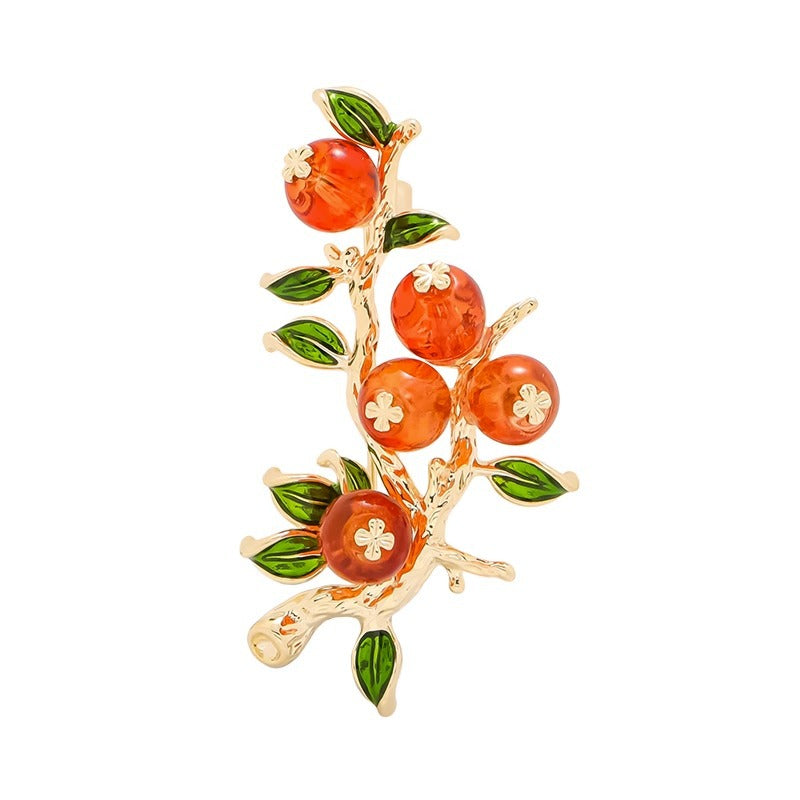 Orange Floral Brooch — Luxury Rustic Chic Pin
