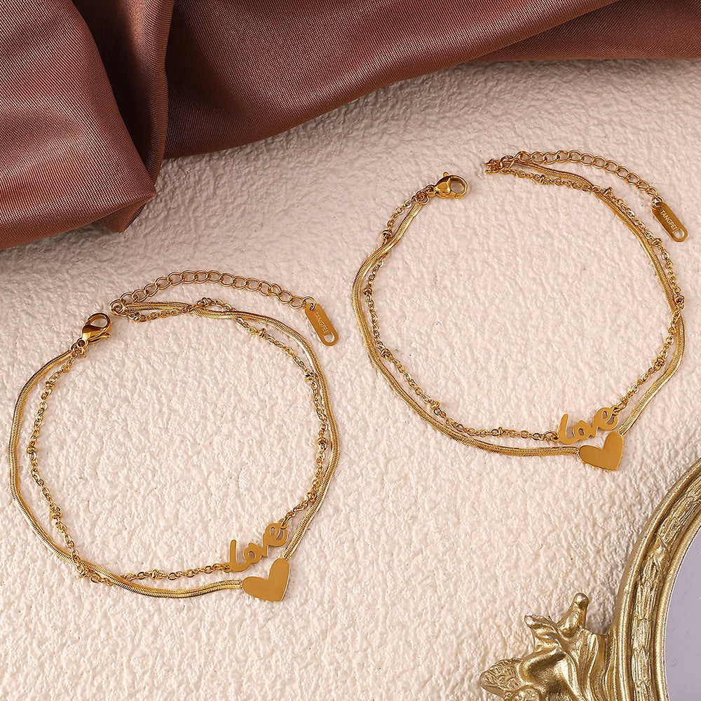 Double Layer Heart Anklet — Minimalist Luxury