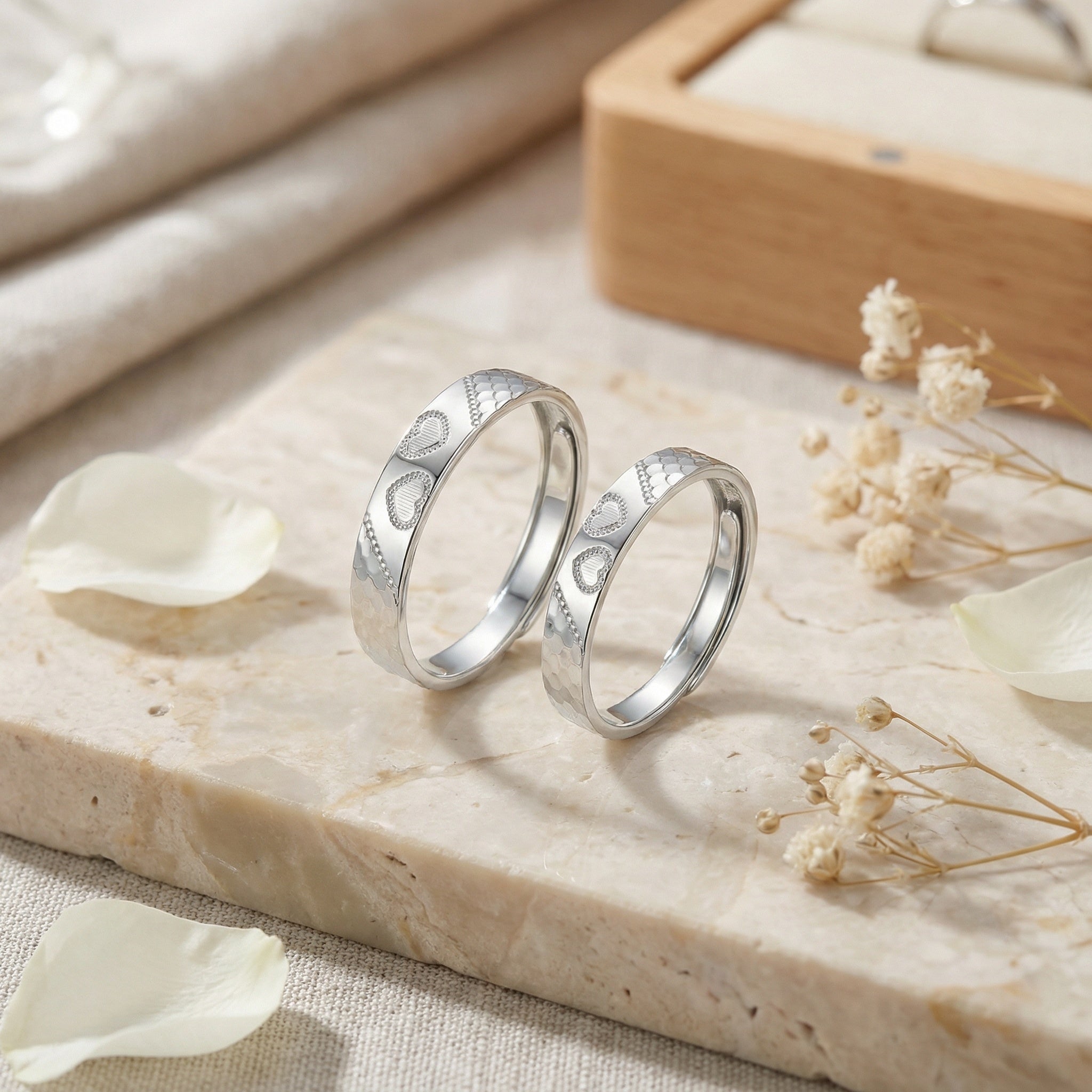 Couple Rings | S925 Sterling Silver | Heart & Dragon Scale Design