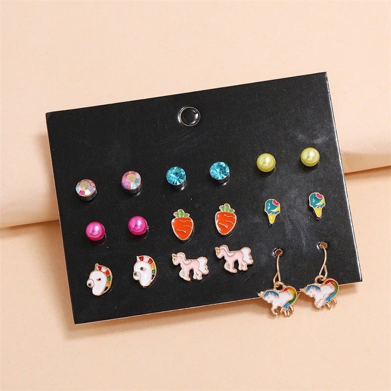 Fraise — 9-Piece Fruit & Love Earring Collection