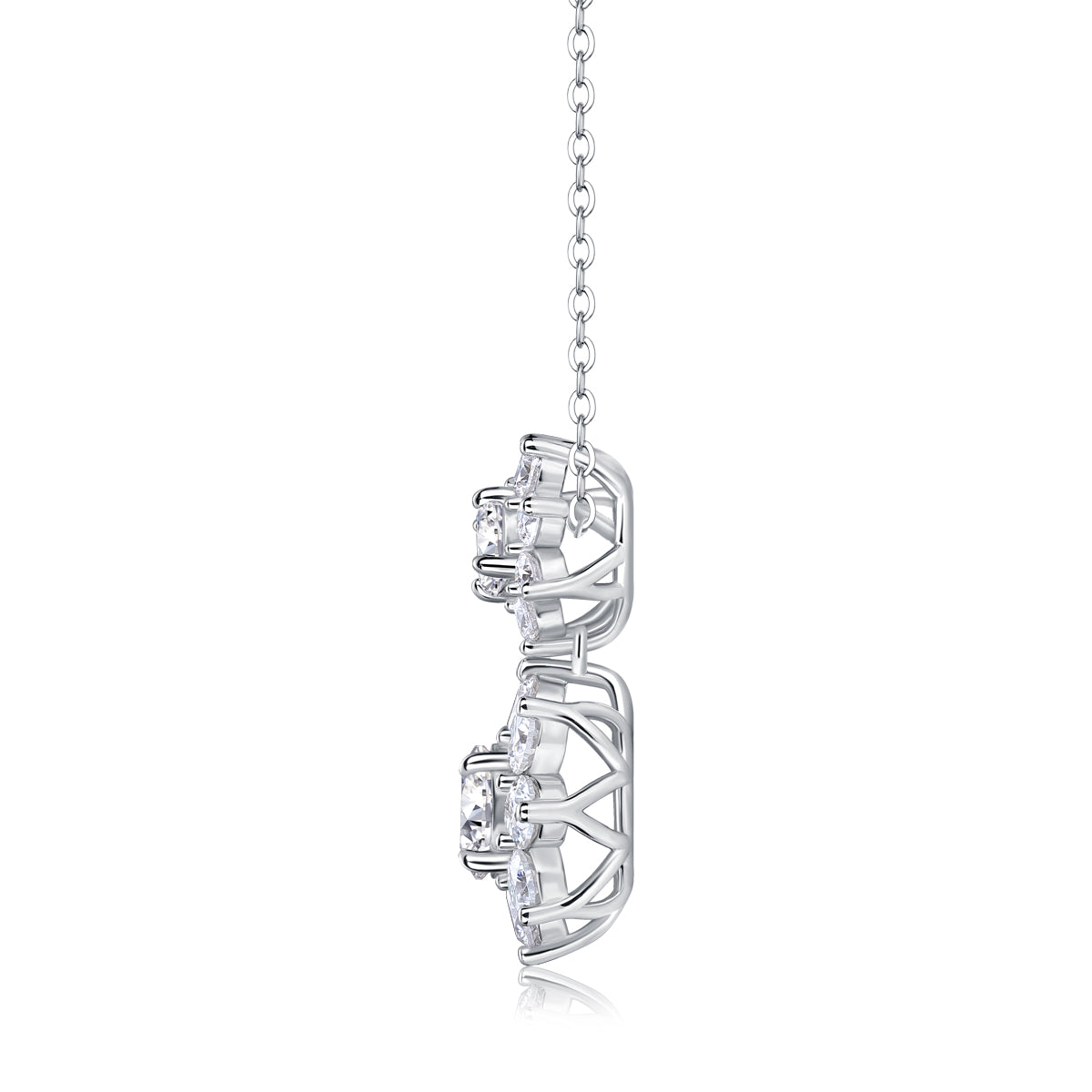 Moissanite Flower Pendant Necklace – Platinum-Plated Sterling Silver