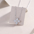 Lucky Four-Leaf Clover Pendant Necklace – Moissanite | Platinum-Plated Silver