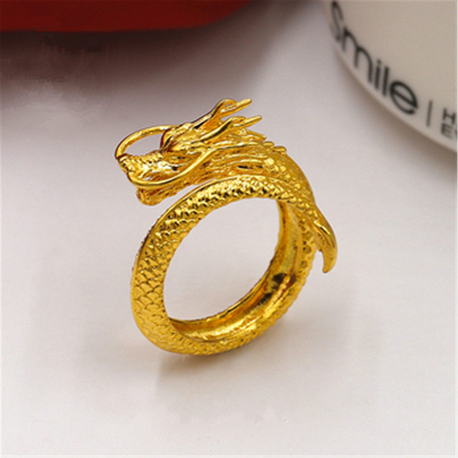 Dragon & Phoenix Lovers Ring | Gold Plated Copper Luxury Jewelry