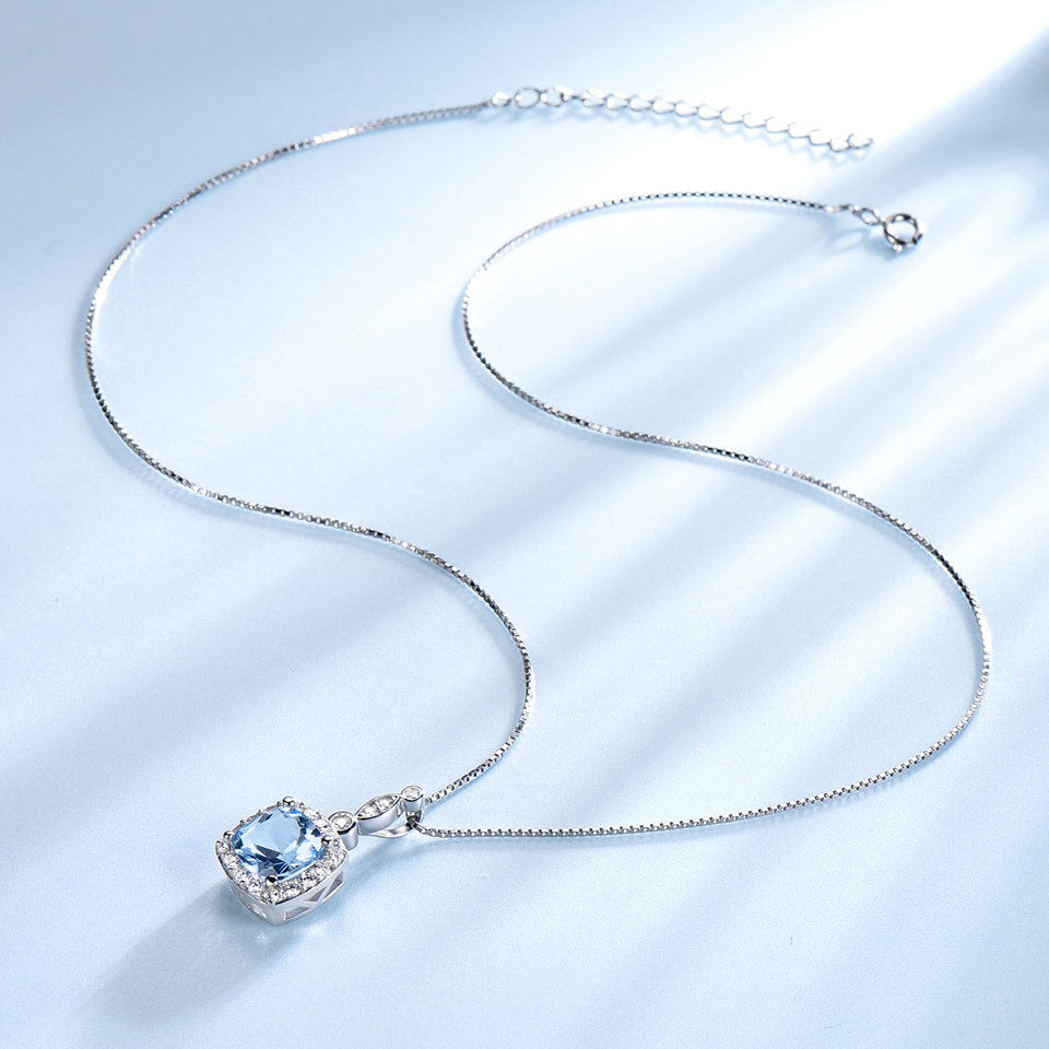 925 Silver Sky Blue Topaz Jewelry — Necklace, Earrings & Bracelet