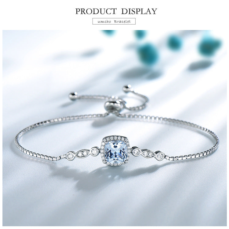 925 Silver Sky Blue Topaz Jewelry — Necklace, Earrings & Bracelet