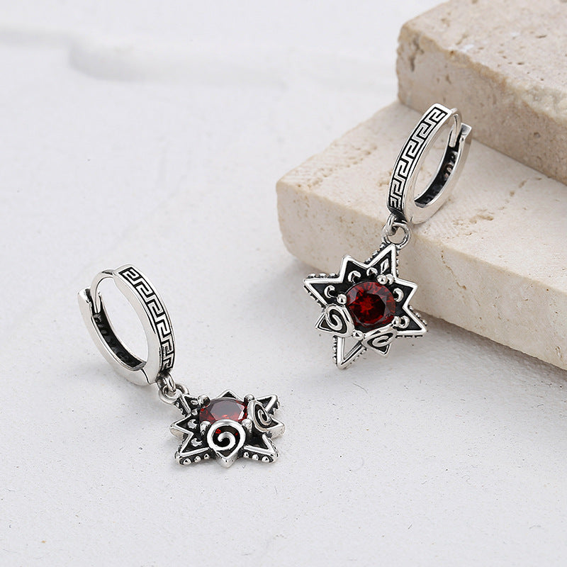 Stellar Night – 925 Sterling Silver Six-Star Luxury Drop Earrings