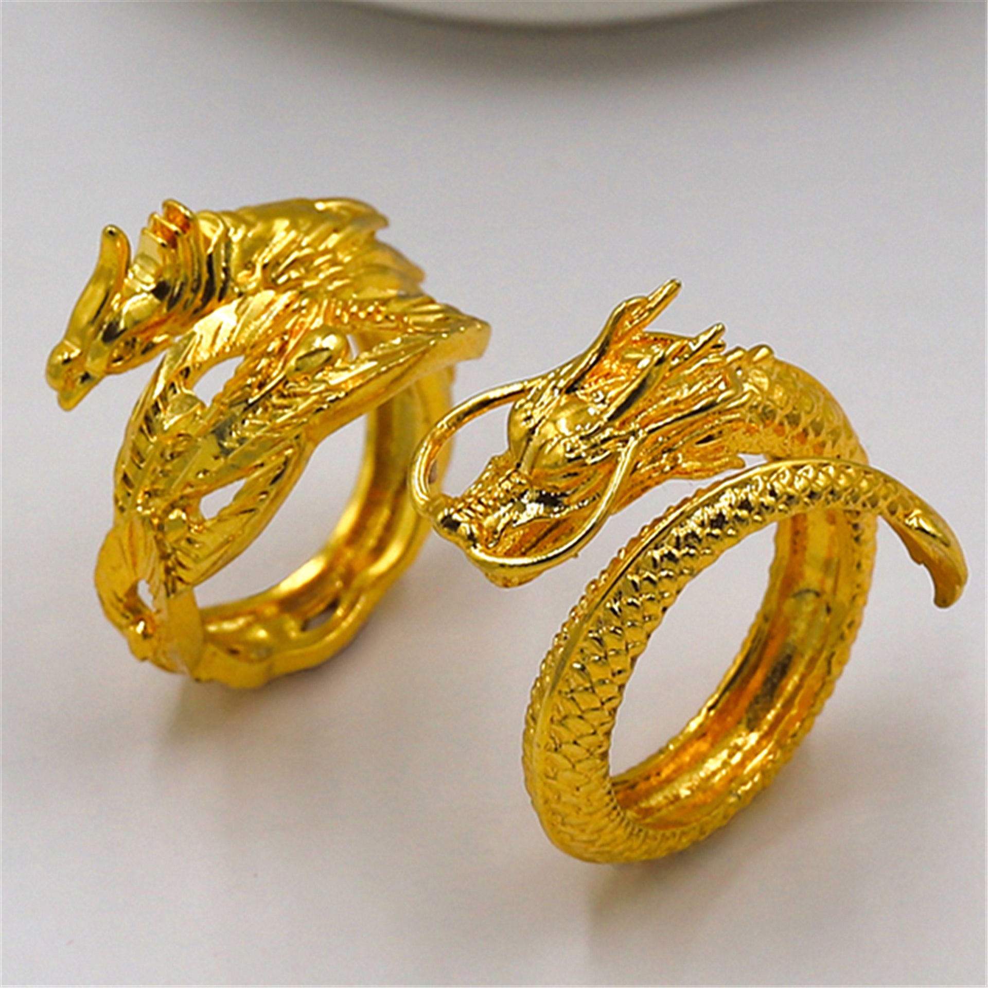 Dragon & Phoenix Lovers Ring | Gold Plated Copper Luxury Jewelry