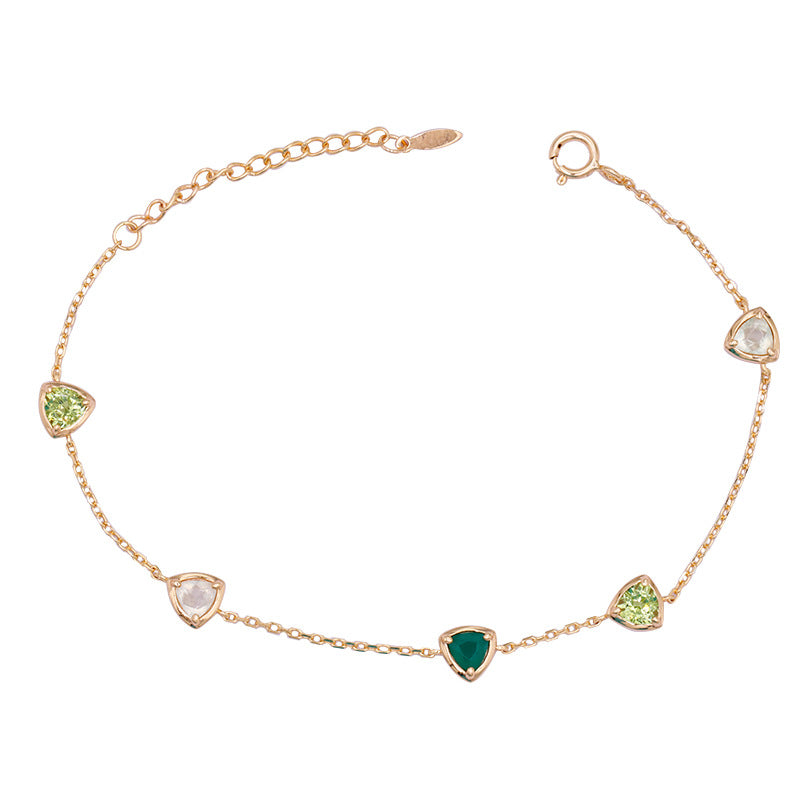 Neige — 925 Silver & 14K Gold White Zirconia Bracelet