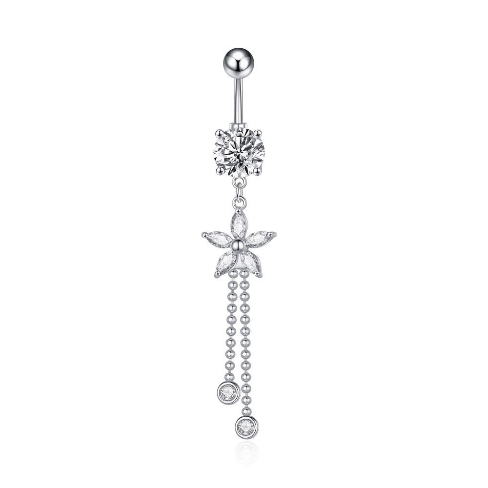 Luxury Zircon Belly Ring | Stainless Steel Navel Stud | Rose Gold, Silver & Gold