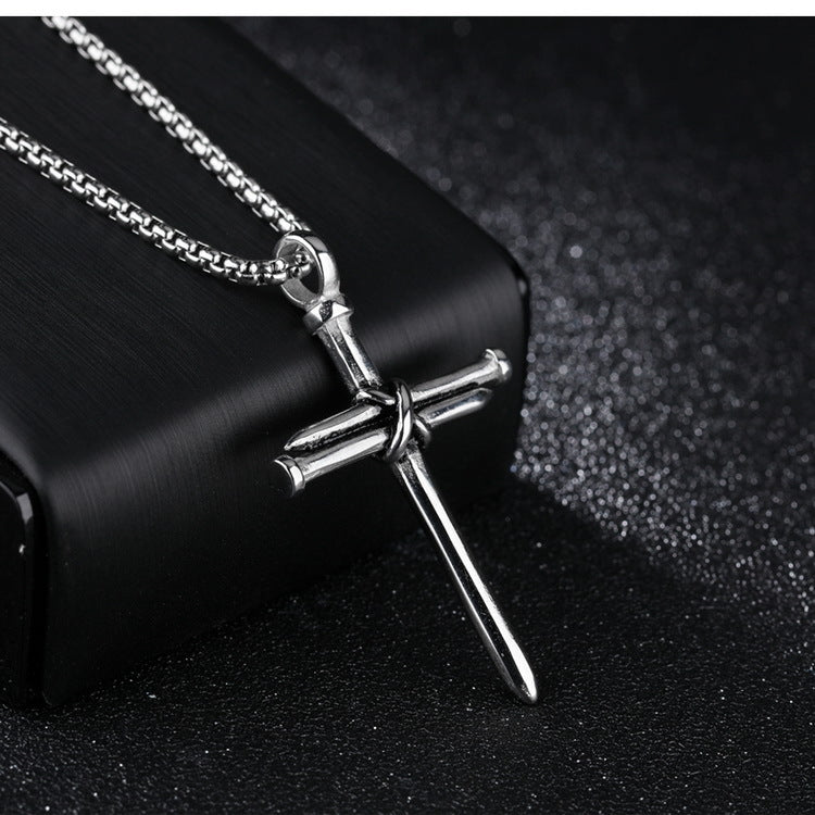 Steel Nails Cross Men's Pendant Necklace | Titanium Luxury Jewelry