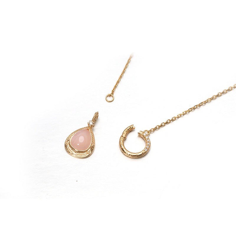 Natural Orange Moonstone Pendant | 925 Silver & Geometric Luxury
