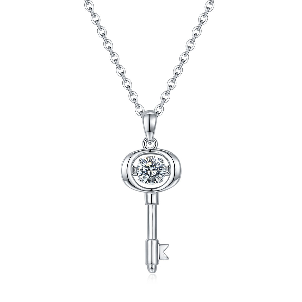 Moissanite Pendant Necklace – 0.5 Carat | Platinum-Plated Sterling Silver