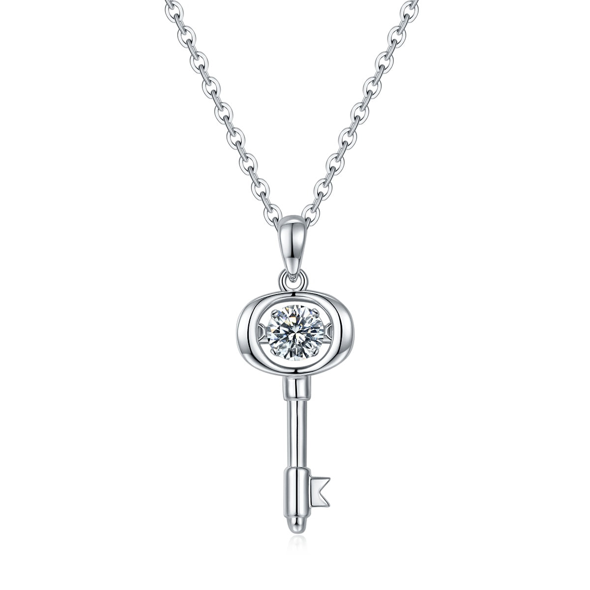 Moissanite Pendant Necklace – 0.5 Carat | Platinum-Plated Sterling Silver