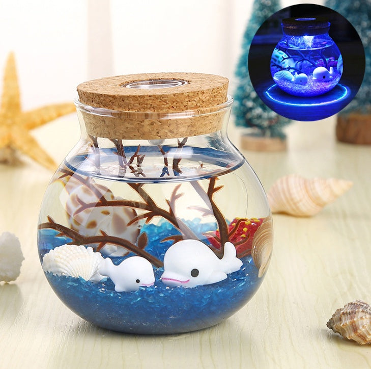 Ocean Dream Bottle — Luxury Luminous Glass Eco Terrarium