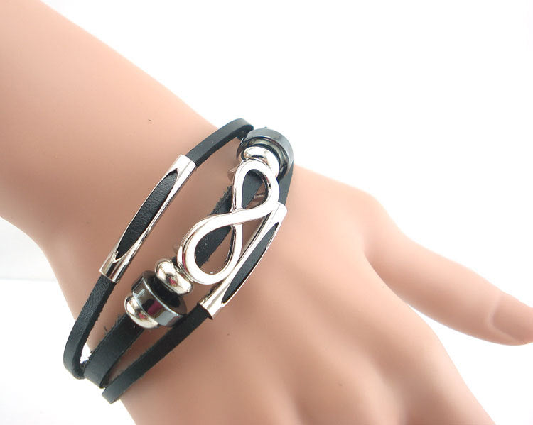 Infinity Symbol Leather Men's Bracelet | Retro Luxury Wristwear