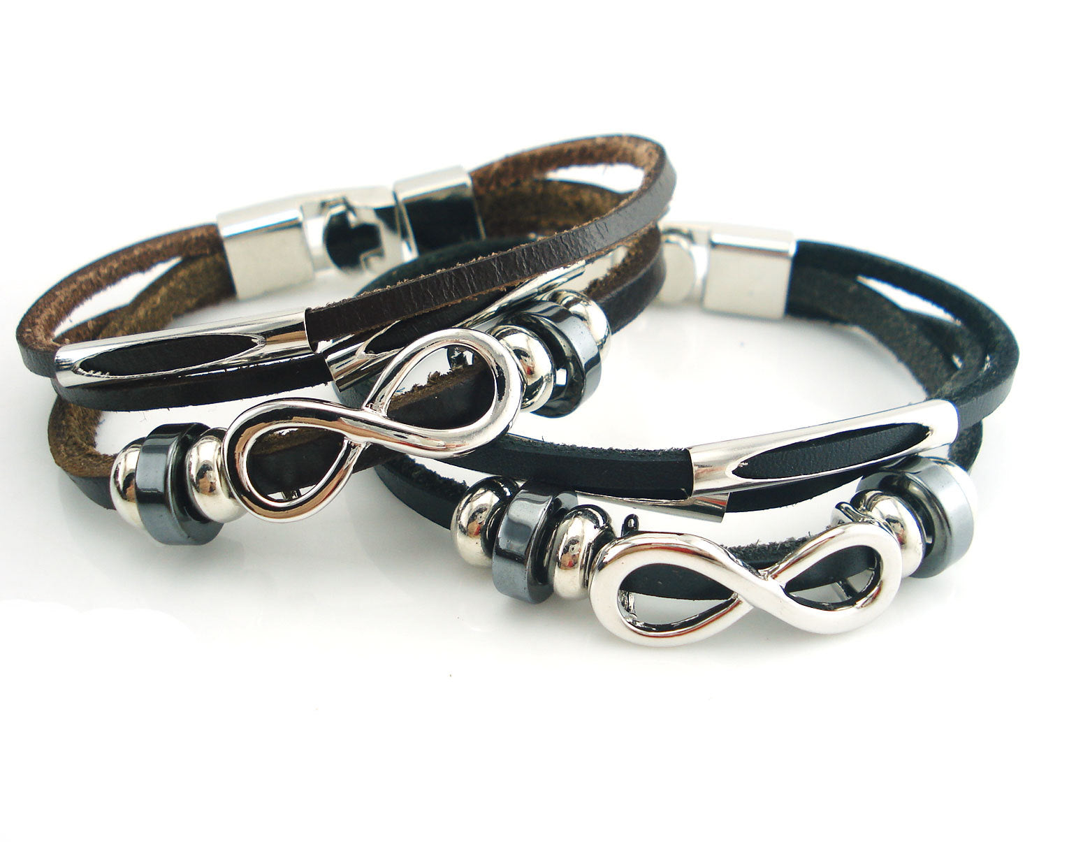 Infinity Symbol Leather Men's Bracelet | Retro Luxury Wristwear