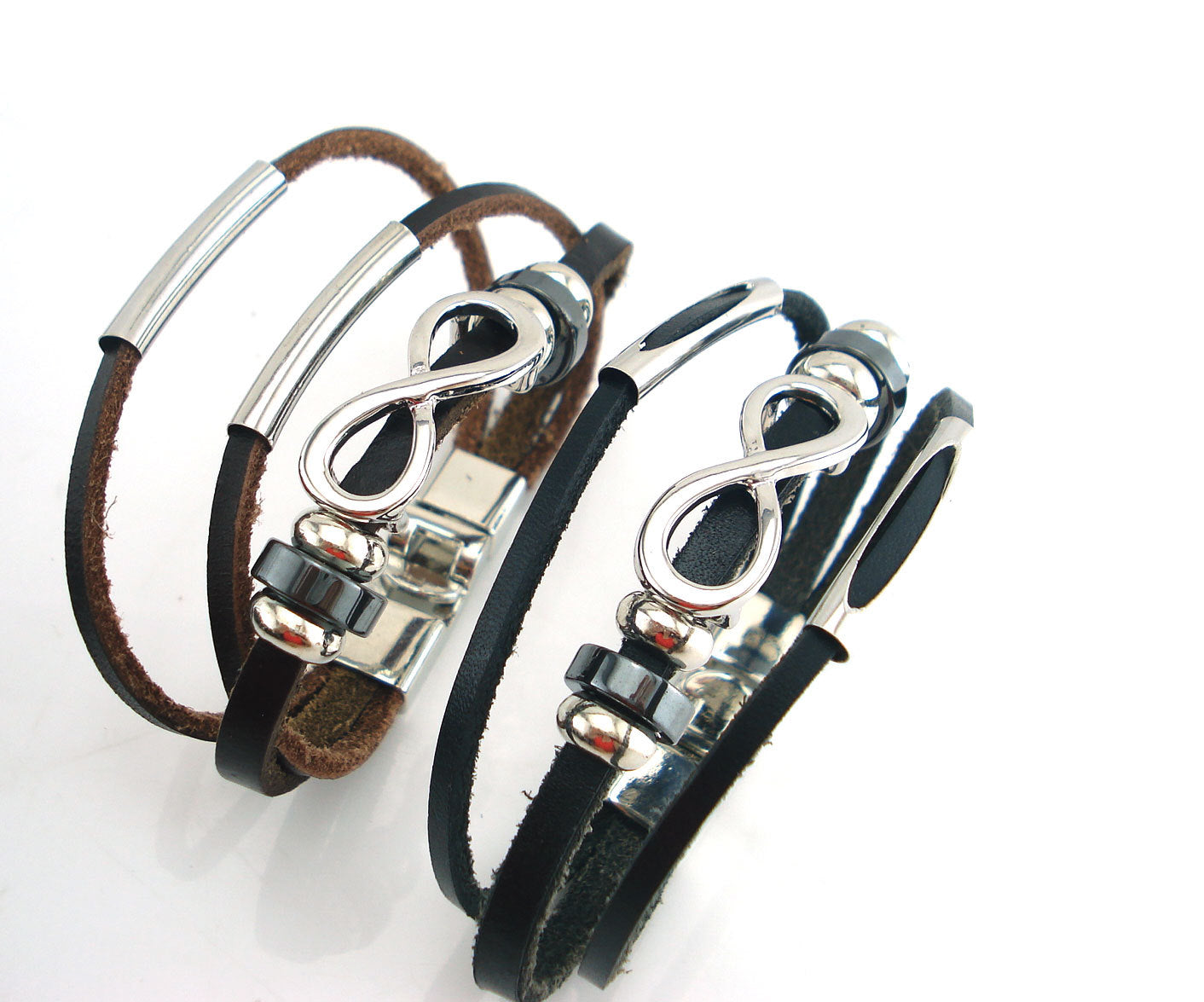 Infinity Symbol Leather Men's Bracelet | Retro Luxury Wristwear