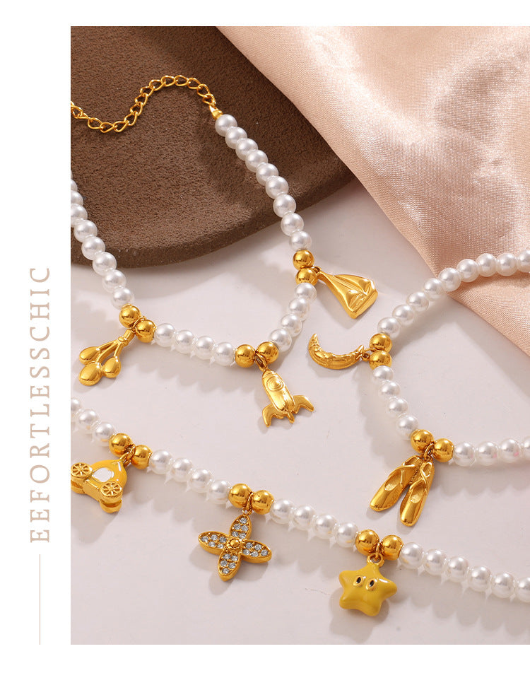 Perle — White Bead Pendant Bracelet & Necklace