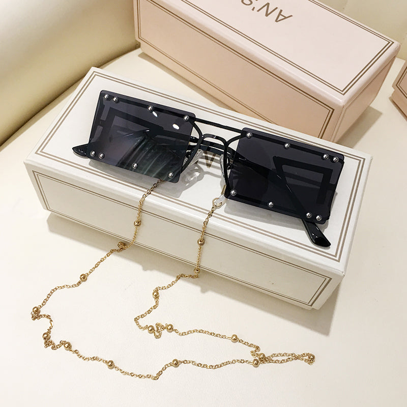 Rectangle Luxury Sunglasses with Optional Chain | Anti-UV | 6 Colors | Unisex