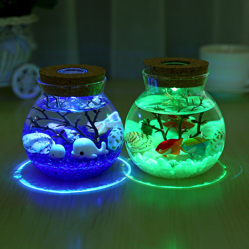 Ocean Dream Bottle — Luxury Luminous Glass Eco Terrarium
