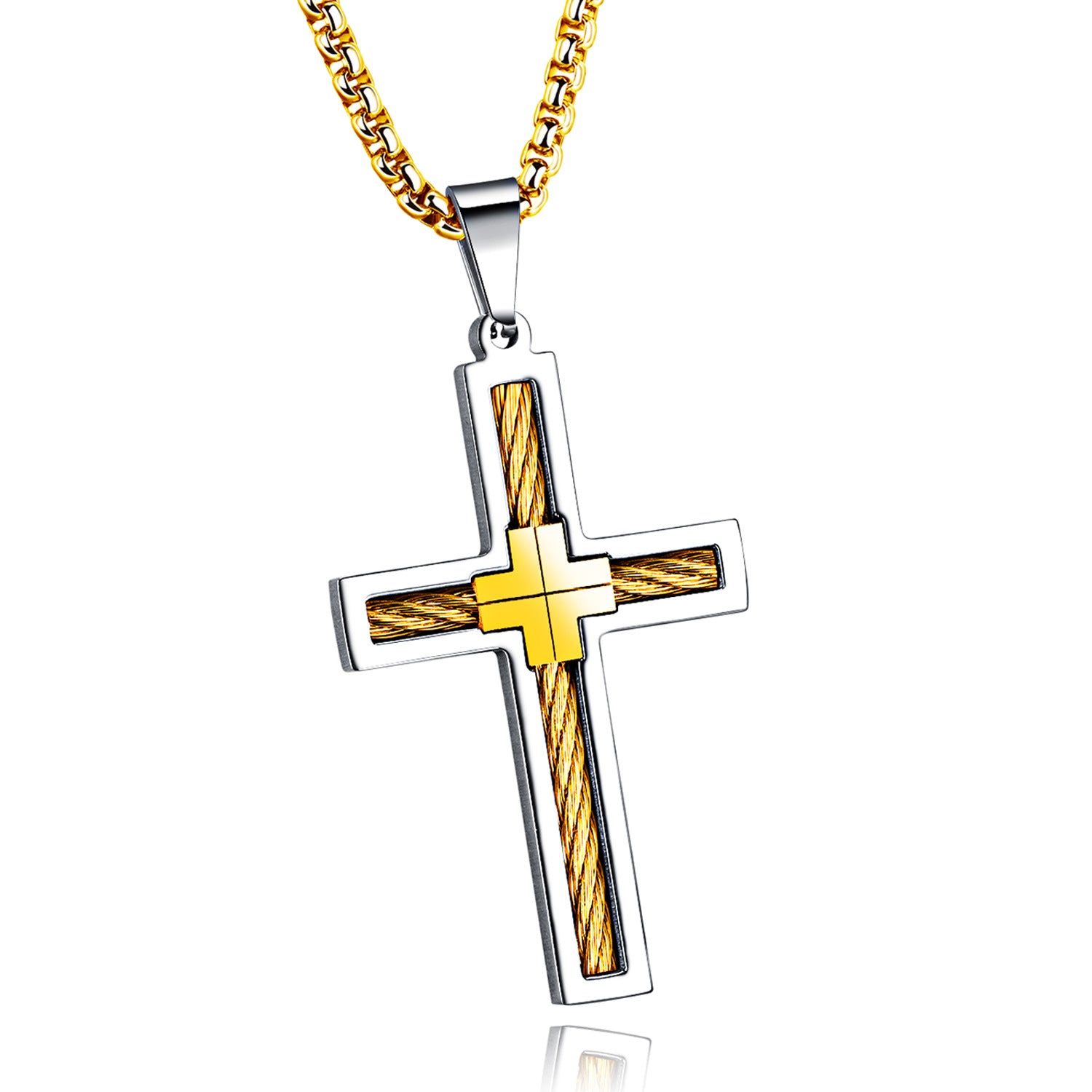 Titanium Steel Wire Cross Necklace | Luxury Men's Jewelry