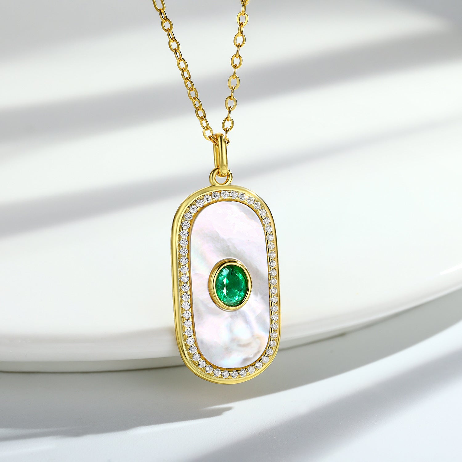 Emerald Glow – Natural Emerald & 925 Silver Geometric Luxury Necklace