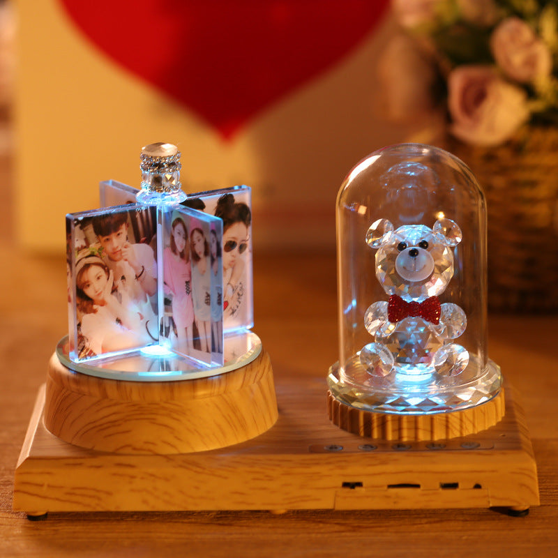 Crystal Windmill Bear — Luxury Bluetooth Music Sculpture