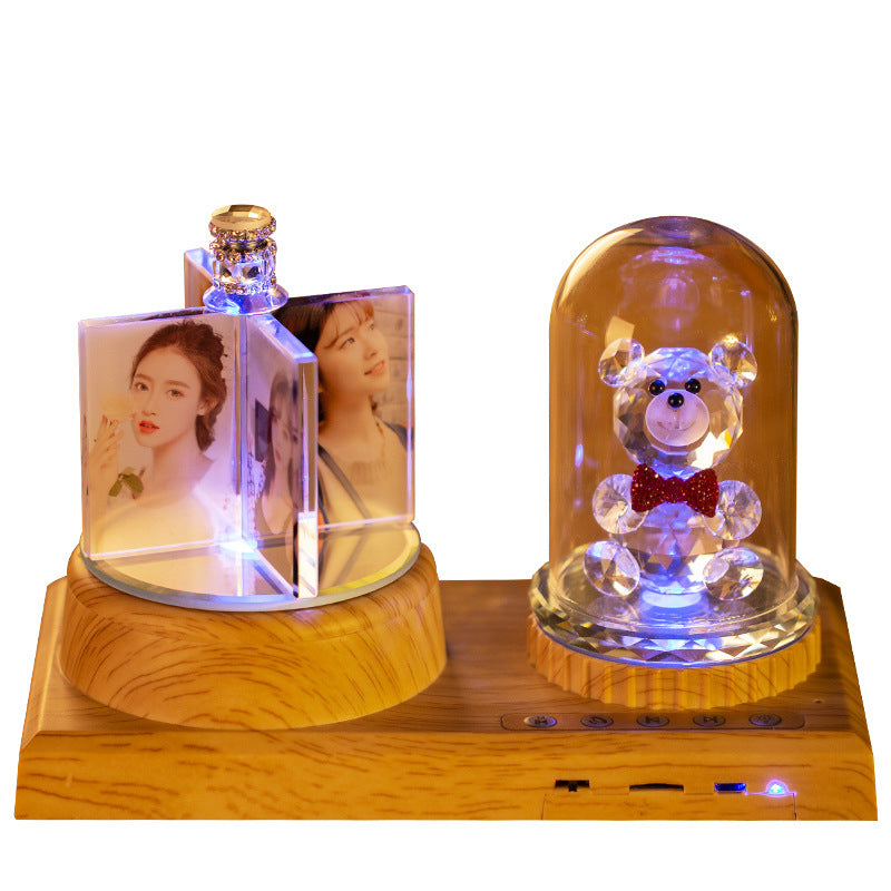 Crystal Windmill Bear — Luxury Bluetooth Music Sculpture