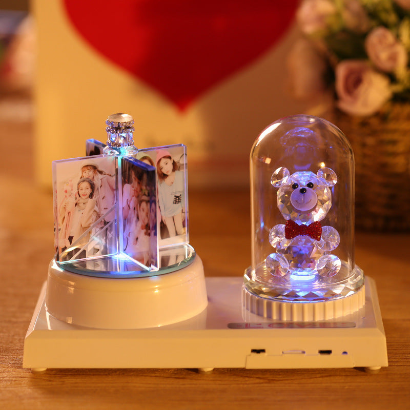 Crystal Windmill Bear — Luxury Bluetooth Music Sculpture