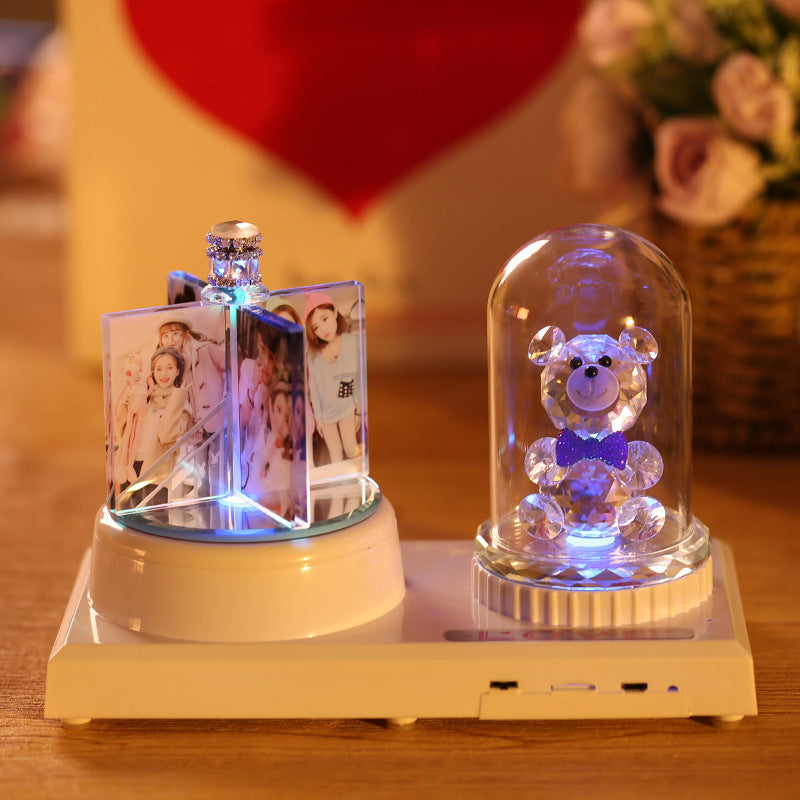 Crystal Windmill Bear — Luxury Bluetooth Music Sculpture