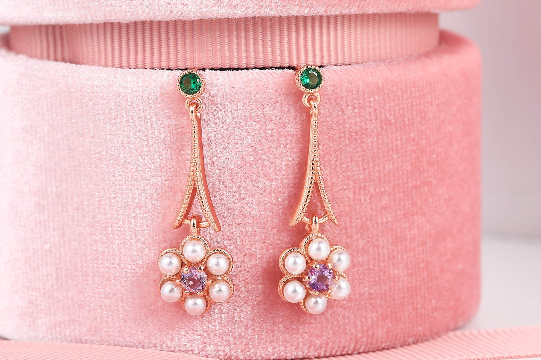 Natural Amethyst Plum Blossom Jewelry — Korean Elegance