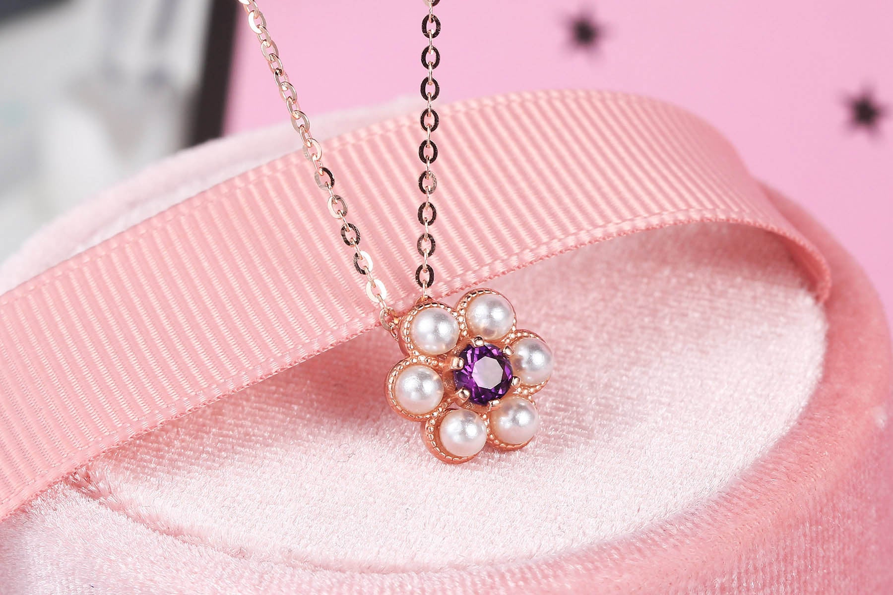 Natural Amethyst Plum Blossom Jewelry — Korean Elegance