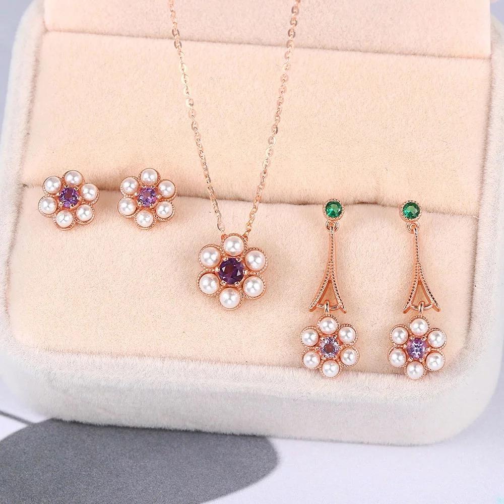 Natural Amethyst Plum Blossom Jewelry — Korean Elegance